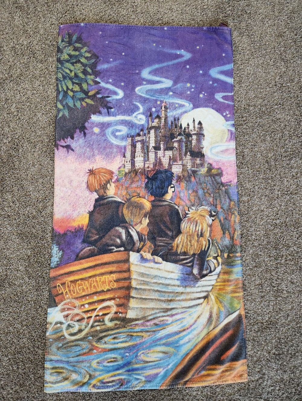 Vintage Harry Potter Arriving at Hogwarts Beach Towel 2000 53X27" Warner Bros